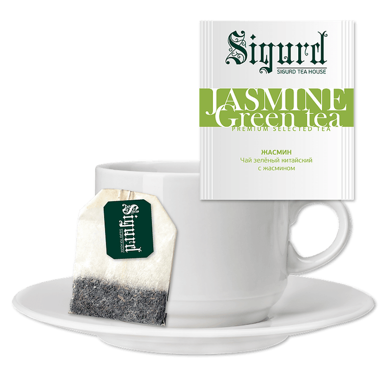 Чай пакет. SIGURD JASMINE TEA зеленый китайский с жасмином 2г